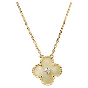 Van Cleef & Arpels CLOVER 15MM DIAMOND GOLD MOTHER OF PEARL NECKLACE
