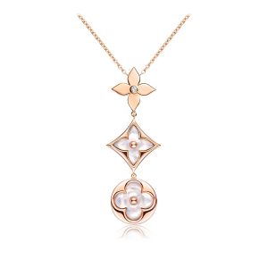 Louis VuittonCOLOR BLOSSOM LARIAT NECKLACE PINK GOLD WHITE MOTHER PEARL AND DIAMOND