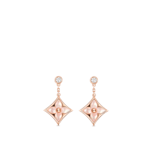 Louis Vuitton DOUBLE STAR PINK GOLD MOP DROP EARRINGS