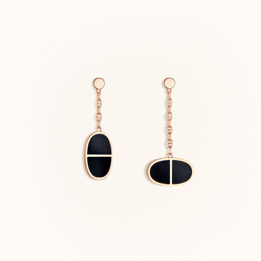 Hermès CHAINE VERSO BLACK CERAMIC EARRINGS