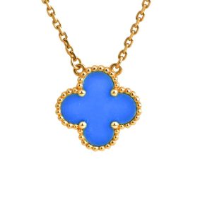 Van Cleef & Arpels CLOVER 15MM BLUE AGATE NECKLACE
