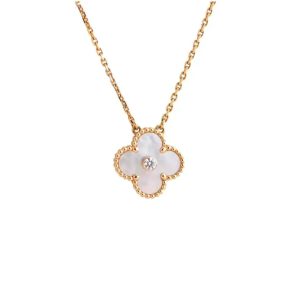Van Cleef & Arpels CLOVER 15MM DIAMOND WHITE FRITILLARIA NECKLACE