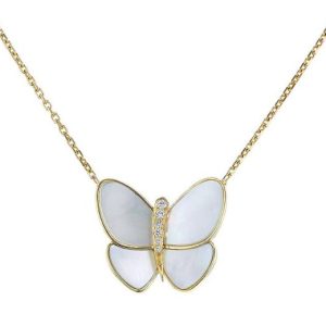 Van Cleef & Arpels BUTTERFLY GOLD MOP DIAMOND NECKLACE