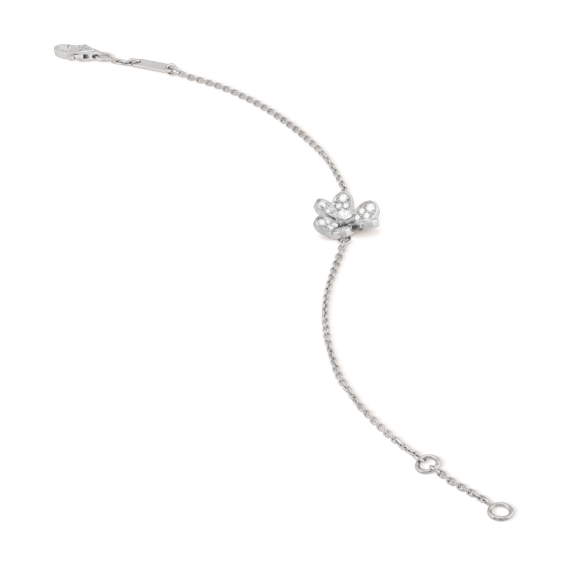 Van Cleef & Arpels FRIVOLE SILVER FLOWER DIAMOND BRACELET - Image 3