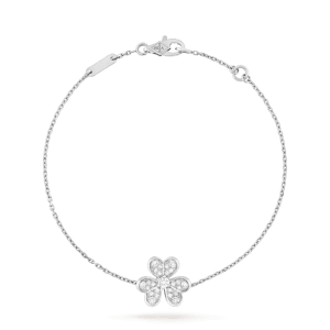 Van Cleef & Arpels FRIVOLE SILVER FLOWER DIAMOND BRACELET