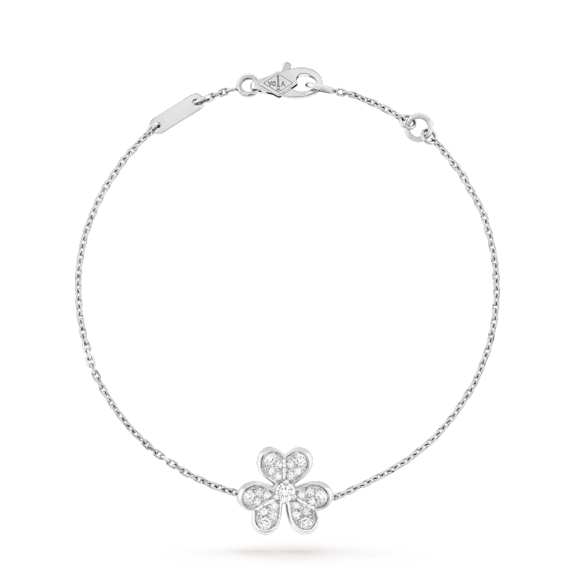 Van Cleef & Arpels FRIVOLE SILVER FLOWER DIAMOND BRACELET