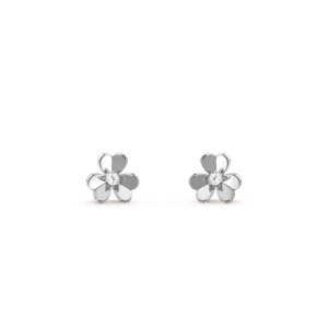 Van Cleef & Arpels FRIVOLE MINI SILVER FLOWER EARRINGS
