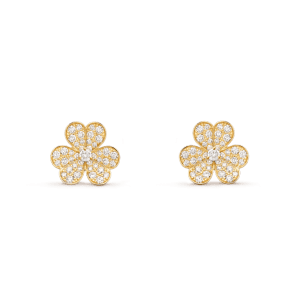 Van Cleef & Arpels FRIVOLE GOLD FLOWER DIAMOND EARRINGS