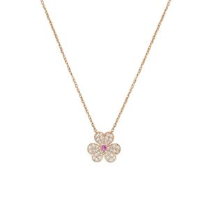 Van Cleef & Arpels FRIVOLE ROSE GOLD FLOWER DIAMOND NECKLACE