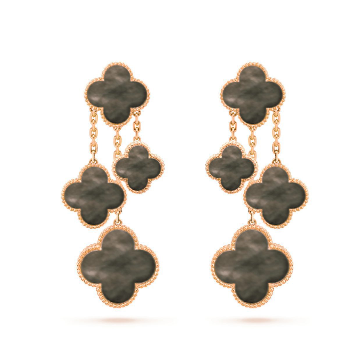Van Cleef & Arpels CLOVER EARRINGS DARK MOP 4 MOTIFS ROSE GOLD