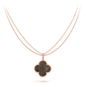 Van Cleef & Arpels CLOVER 25MM GOLD DARK MOP BIG CLOVER NECKLACE