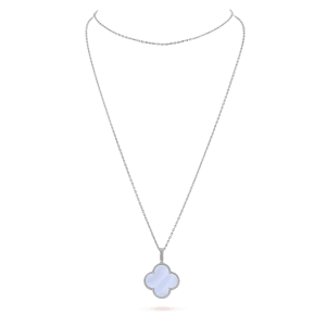 Van Cleef & Arpels CLOVER SILVER CHALCEDONY BIG CLOVER NECKLACE