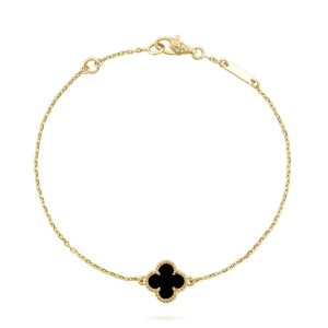 Van Cleef & Arpels CLOVER ONYX SINGLE FLOWER BRACELET