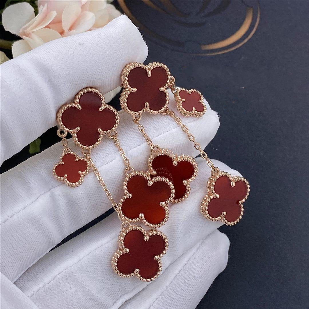 Van Cleef & Arpels CLOVER EARRINGS CARNELIAN 4 MOTIFS PINK GOLD - Image 2