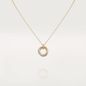 Cartier TRINITY NECKLACE SILVER GOLD PINK GOLD DIAMONDS