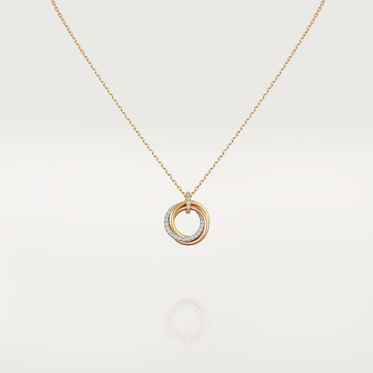 Cartier TRINITY NECKLACE SILVER GOLD PINK GOLD DIAMONDS