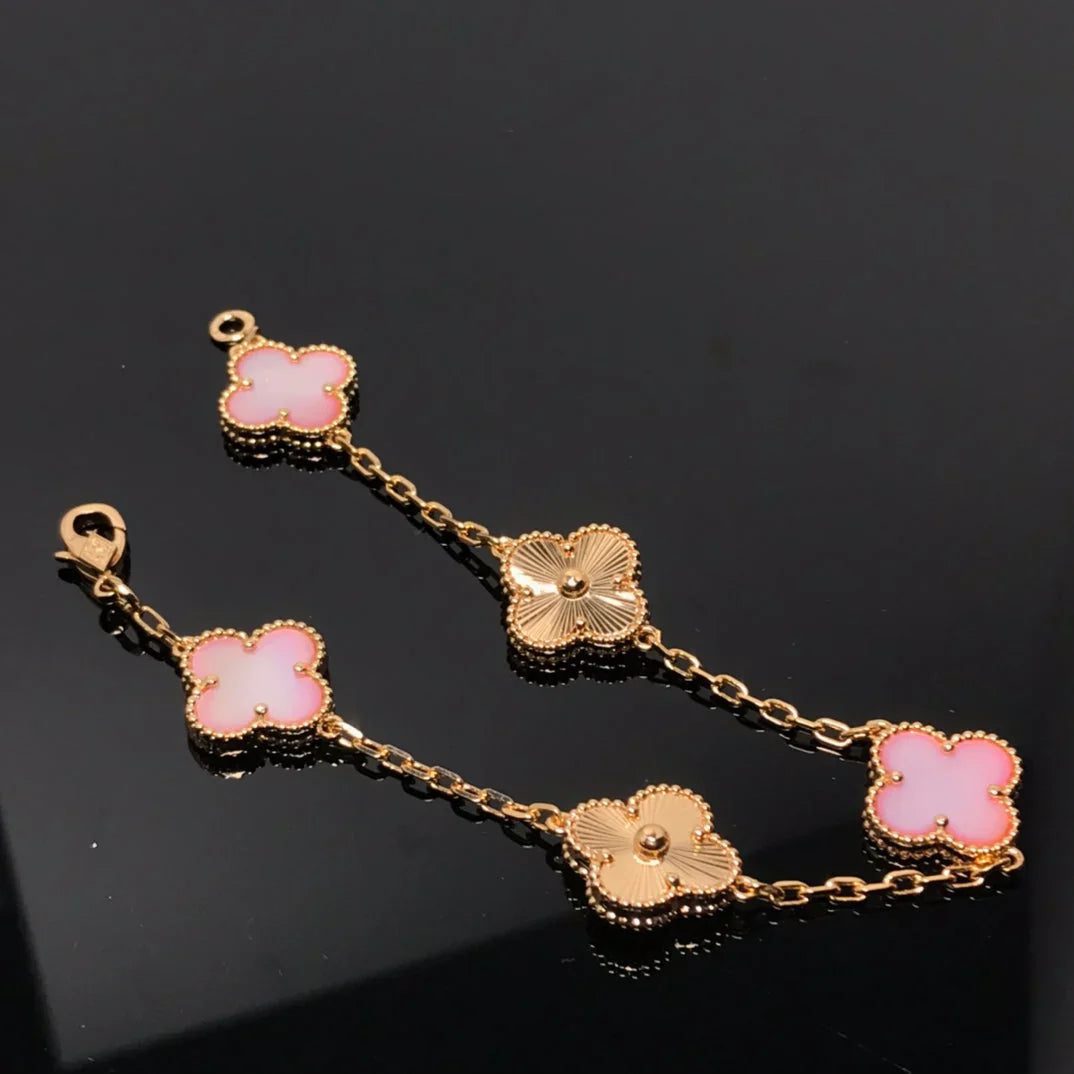 Van Cleef & Arpels CLOVER 5 MOTIFS PINK MOP BRACELET COLLECTION - Image 15