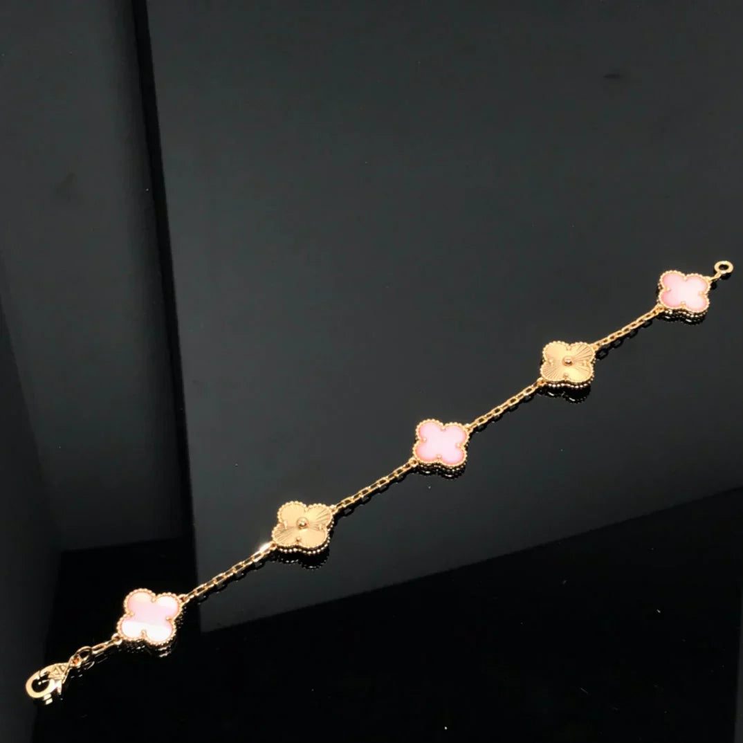 Van Cleef & Arpels CLOVER 5 MOTIFS PINK MOP BRACELET COLLECTION - Image 16