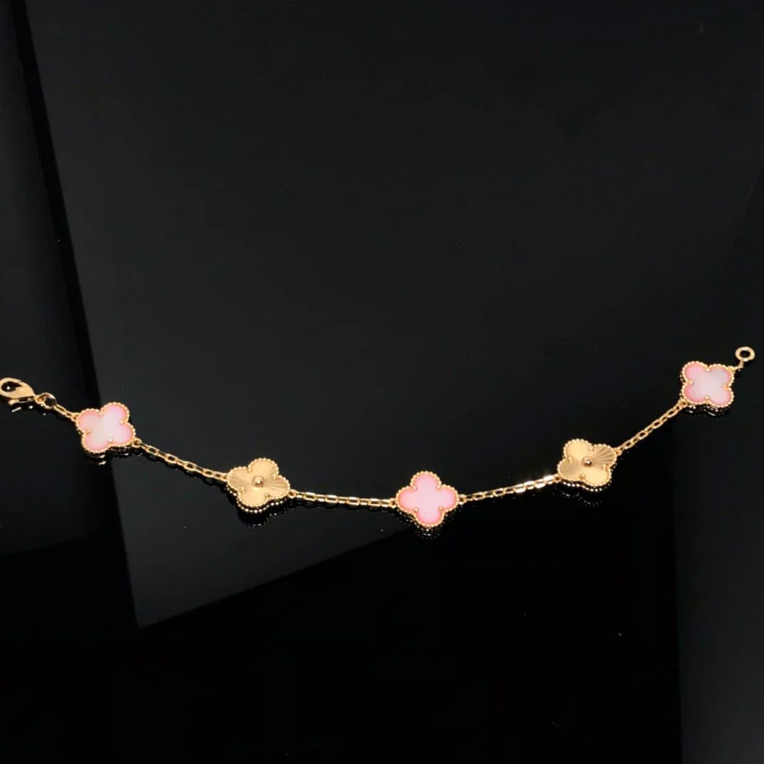 Van Cleef & Arpels CLOVER 5 MOTIFS PINK MOP BRACELET COLLECTION - Image 17