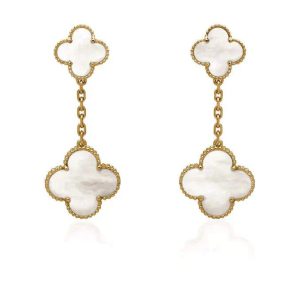 Van Cleef & Arpels CLOVER 2 MOTIF WHITE MOP EARRINGS