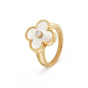 Van Cleef & Arpels CLOVER PINK MOP RING GOLD DIAMOND
