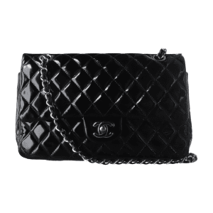Chanel Classic Flap Medium Black Patent Leather Silver HW, 2010-2011