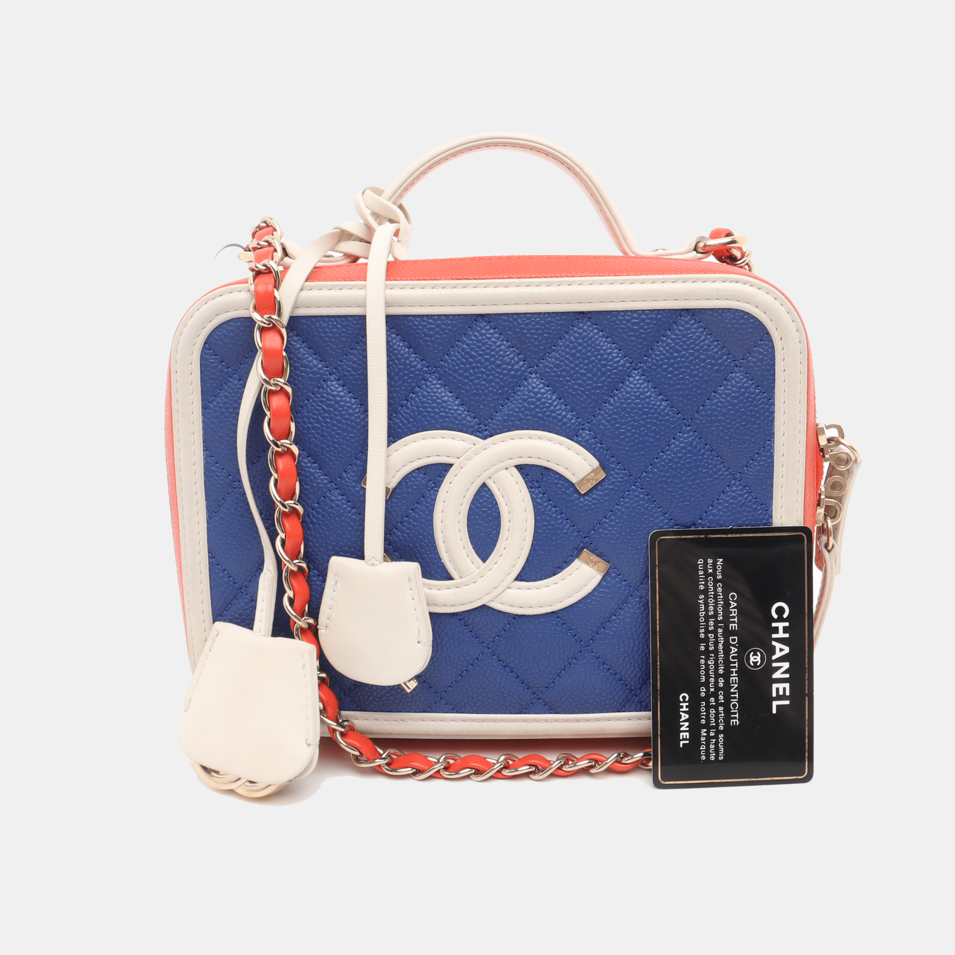 Chanel Filigree Medium Vanity Case Tricolor Caviar Leather, 2018-2019 - Image 4
