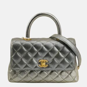 Chanel Coco Handle Small Metallic Caviar Leather Gold Hardware, 2019