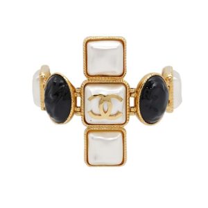 CHANEL Gripoa Bracelet Black/White/Gold Metal