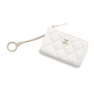 CHANEL L-shaped zip coin purse WhiteAP0221 Caviar Leather