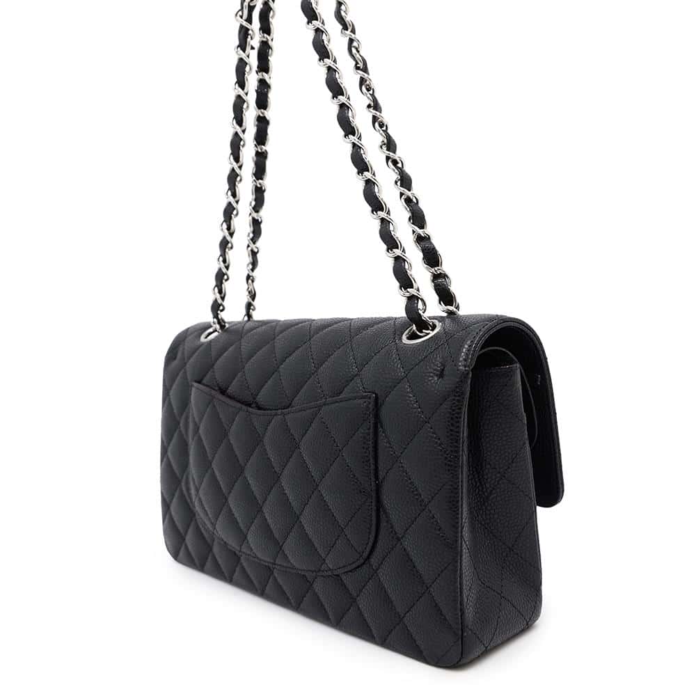 CHANEL Matelasse W flap WChainShoulder Bag BlackA01112 Caviar Leather Size 25 - Image 2