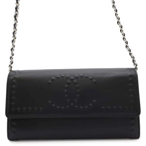 CHANEL Chain wallet Black Leather