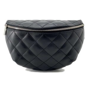 CHANEL Matelasse Uniform Crossbody Bag Black Lambskin