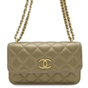 CHANEL CHANEL Chain Phone Case GoldAP3106 Lambskin