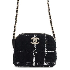 CHANEL PochetteChainShoulder Black Tweed