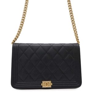CHANEL Boy Chanel Chain Wallet BlackAP1117 Caviar Leather