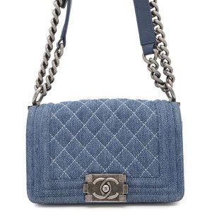 CHANEL Boy Chanel ChainShoulder Blue Denim Size Mini
