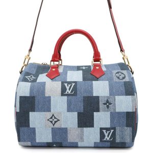 LOUIS VUITTON Speedy Bandouliere Blue/RedM45041 Monogram Denim Size 30