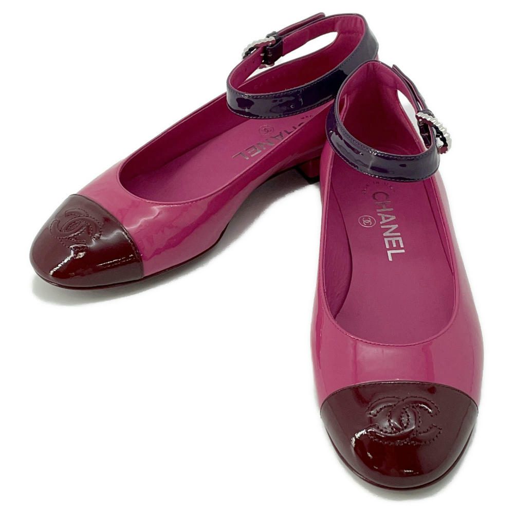 CHANEL CC Logo Pumps Pink/PurpleG45166 Patent Leather Size 36C