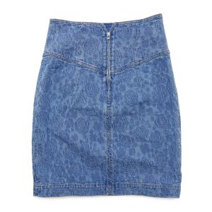 CHANEL CC Logo Camellia Skirt Size 36 BlueP74484 Cotton100%