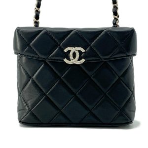 CHANEL Matelasse Vanity ChainShoulder Bag Black Lambskin