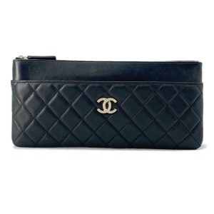 CHANEL Matelasse Clutch Bag Black Lambskin