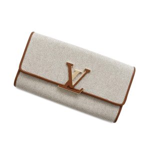 LOUIS VUITTON Portefeuille Capucine Ivory/BrownM80303 Canvas/Calf Leather