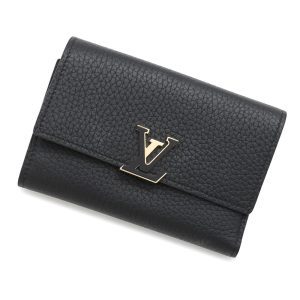 LOUIS VUITTON Portefeuille Capucine Compact Noir/Hot pinkM62157 Taurillon Leather