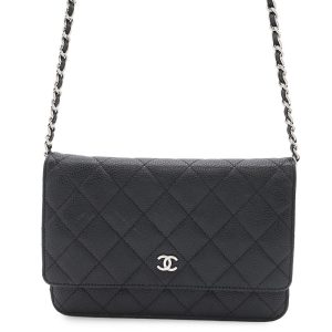 CHANEL Matelasse Chain wallet BlackA33814 Caviar Leather
