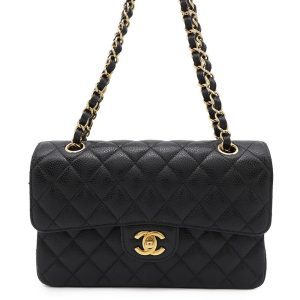 CHANEL Matelasse Double Flap ChainShoulder Bag BlackA01113 Caviar Leather