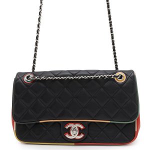 CHANEL CC Logo ChainShoulder Bag Black/MulticolorA93691 Lambskin