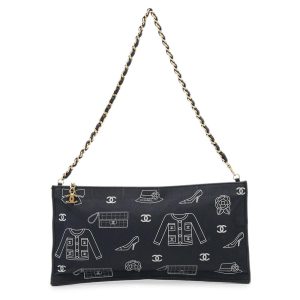 CHANEL Icon ChainPouch Navy Cotton