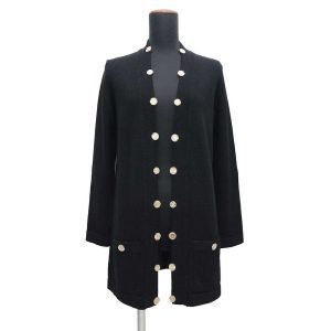 CHANEL Long Knit Cardigan Size 36 BlackP72463 Cashmere100%