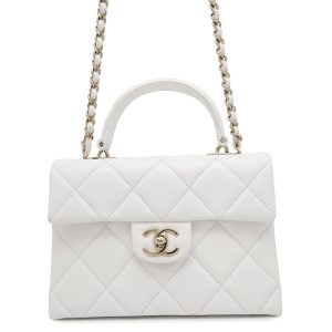 CHANEL Matelasse 2way top handle WhiteAS4711 Caviar Leather